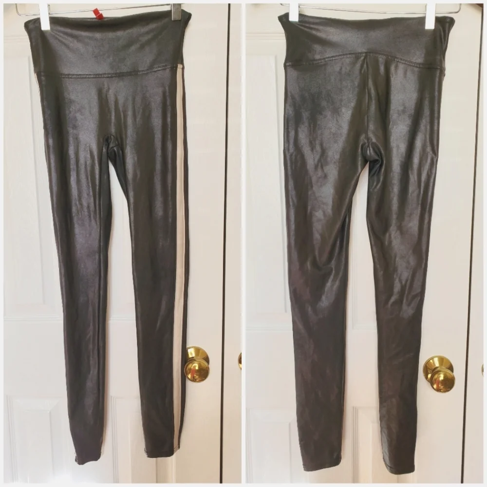 Spanx Faux Leather Side Stripe Leggings - Picture 2 of 4